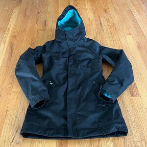 Burton DryRide Jacket Womens S Snowboarding Black Long Hooded White Collection